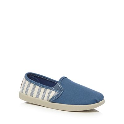 bluezoo Boys' blue striped print canvas slip-on shoes